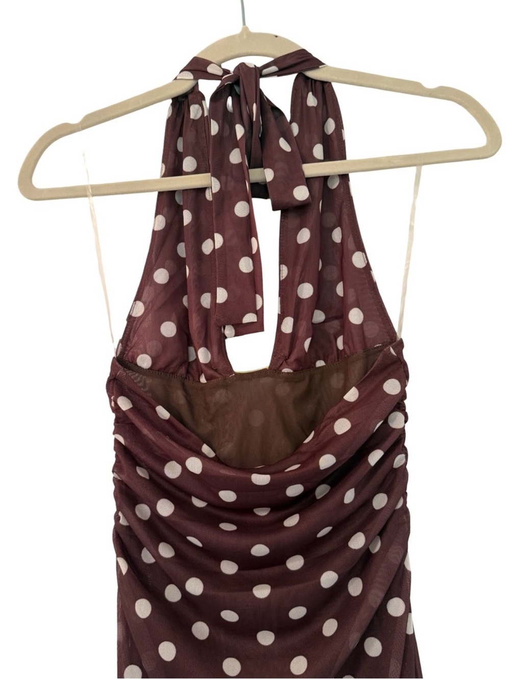 Caroline Constas Brown Polka Dot Halter Cover Up Maxi Dress S NWT - Picture 5 of 7